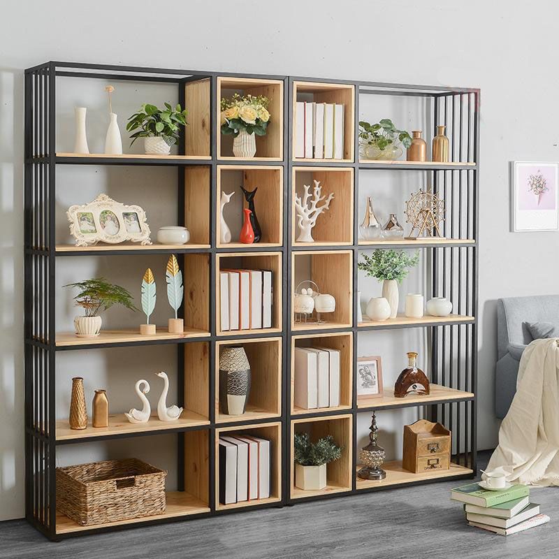 Modern Metal and Wooden Book Shelf Open Study Room Bookcase with Shelves Clearhalo 'Bookcases' 'furn' 'furn_bookcases' 'Furniture' 'Office Furniture' 1200x1200_fca5c8fe-ed27-4a19-8e37-f612eb361a39