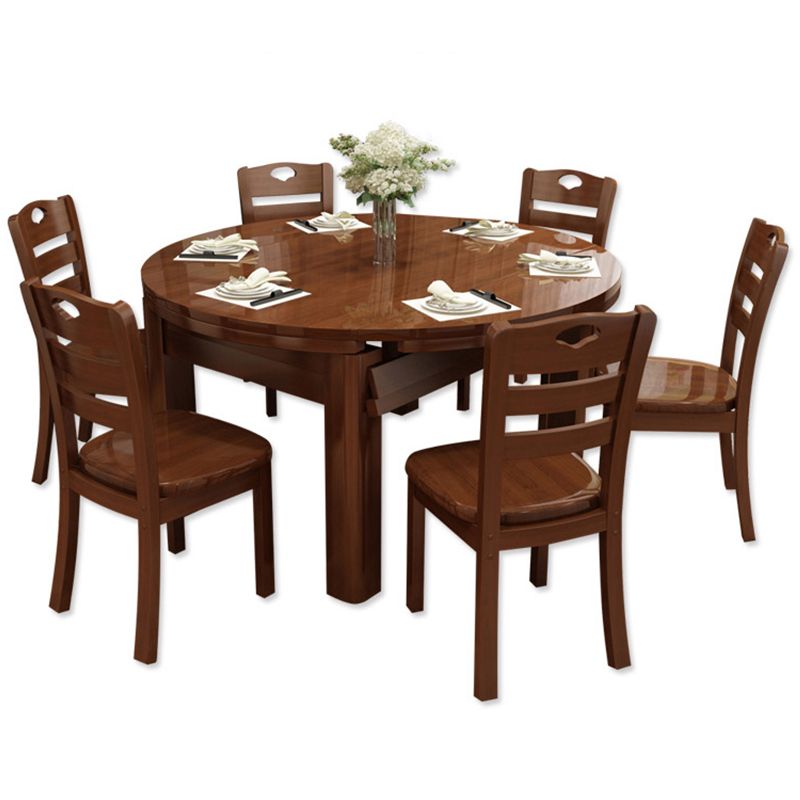 Mesa de comedor de madera con acabado pulido para el hogar, mesa de comedor plegable moderna