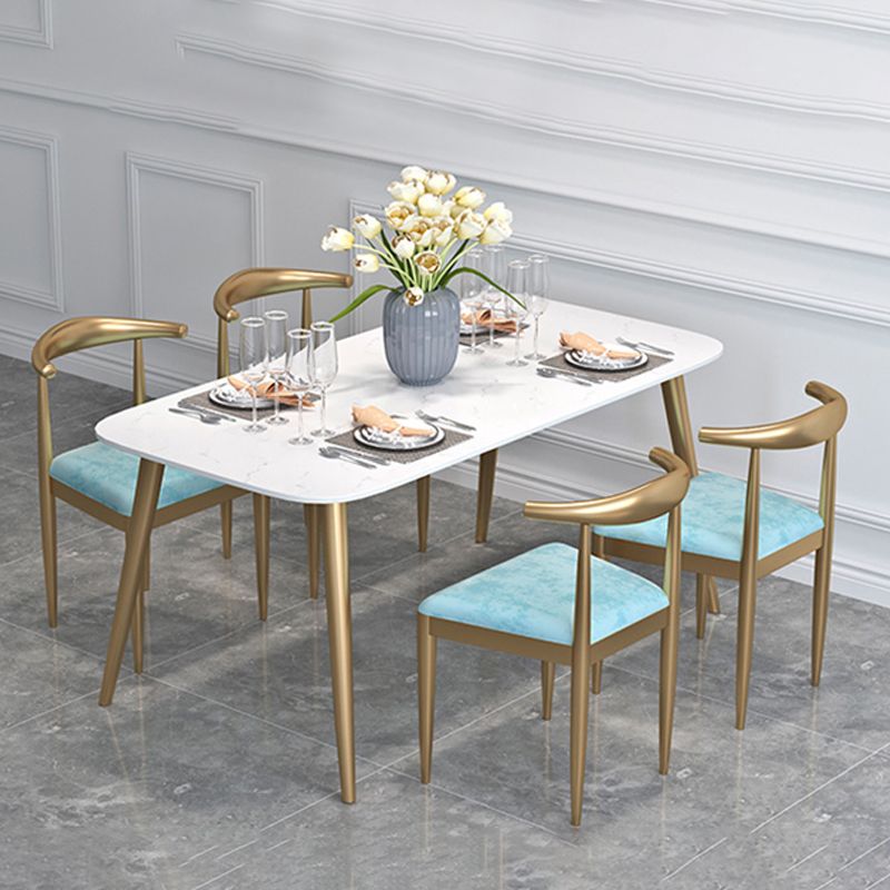 Contemporary Dining Set 1/2/5 Pcs Marble Dining Table with Cow Horn Chairs Clearhalo 'Dining Room Sets' 'Dining Tables & Seating' 'dining_room_set' 'furn' 'furn_dining_room_set' 'Furniture' 'Kitchen & Dining Furniture' 1200x1200_fca6ce7d-857e-4ef7-919c-12f5edccfd9f