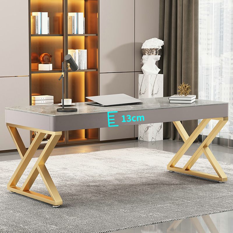 Glam Stone Writing Desk Sled Base 29.53" Tall Office Desk with Drawers Clearhalo 'furn' 'furn_office_desk' 'Furniture' 'Office Desks' 'Office Furniture' 'office_desk' 1200x1200_fca82f74-f166-452d-a382-902fb92197b2