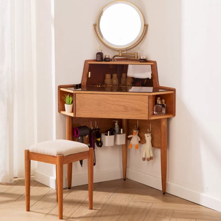 Contemporary Mirrored Glass Drawers Make-up Vanity with Storage for Bedroom Clearhalo 'Bedroom Furniture' 'furn' 'furn_makeup_vanities' 'Furniture' 'Makeup Vanities' 'makeup_vanities' 1200x1200_fca8c878-eedc-45a9-b001-8a501ff8c3b3