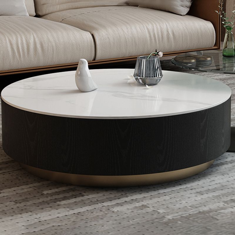 Round Stone Top Coffee Table Mid-Century Modern Cocktail Table Clearhalo 'Coffee & Accent Tables' 'Coffee Tables' 'coffee_tables' 'furn' 'furn_coffee_tables' 'Furniture' 'Living Room Furniture' 1200x1200_fca91556-279f-4025-8f6d-c23e63039ba5