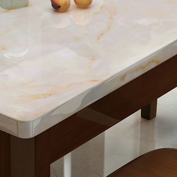 Moderne stenen rechthoekige eettafel rubberen houten poten voor eetkamer