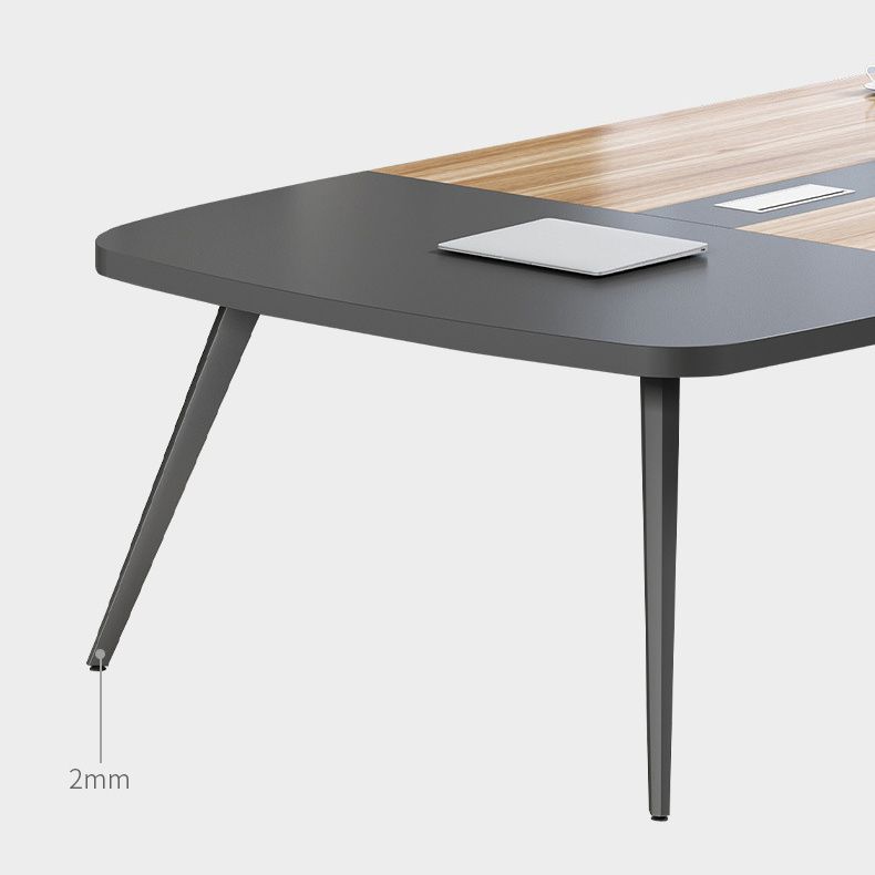 Industrial Parsons Office Desk Natural and Black Writing Desk Clearhalo 'furn' 'furn_office_desk' 'Furniture' 'Office Desks' 'Office Furniture' 'office_desk' 1200x1200_fcacbbb2-5135-408e-a6e2-6b65b528a16c