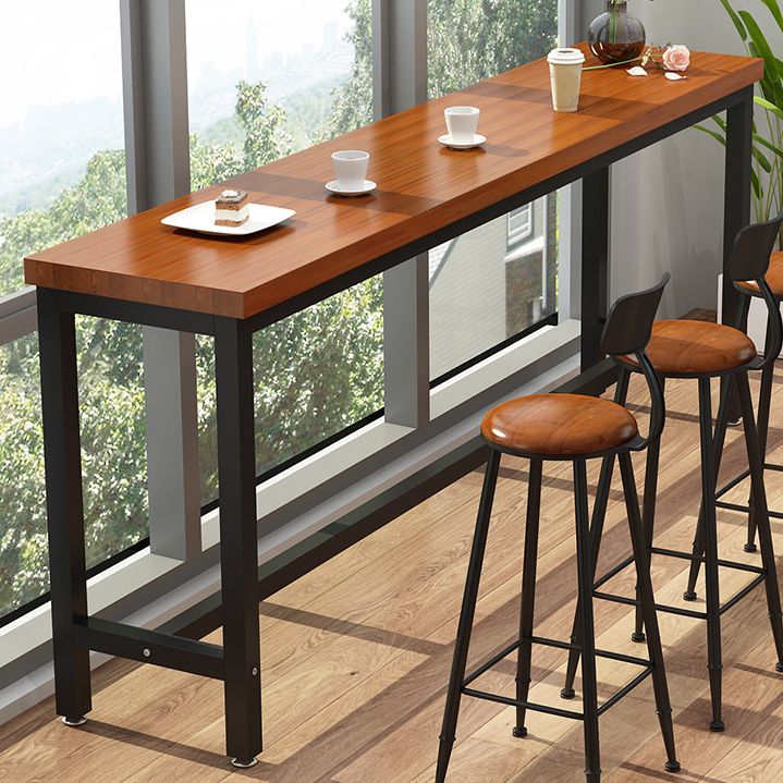 Industrial Wooden 1/2/5 Pieces Bar Table Set Rectangle Bar Table with Metal Legs Clearhalo 'Bar Furniture' 'furn' 'furn_home_bar_bar_sets' 'Furniture' 'Home Bars & Bar Sets' 'home_bar_bar_sets' 'Kitchen & Dining Furniture' 1200x1200_fcade606-805c-441a-84e6-02d3f76c6199