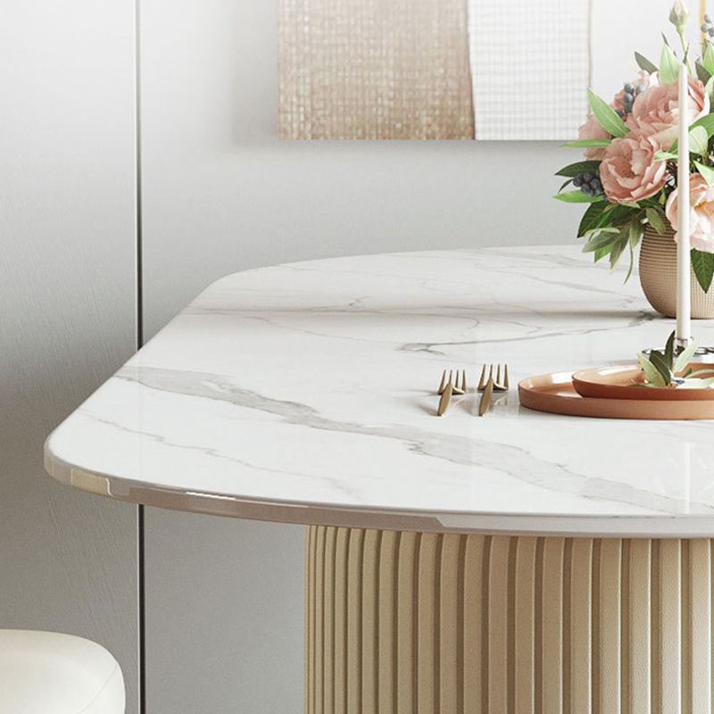 Dining Room Dinner Kitchen Table Modern Pedestal Stone Dining Table Clearhalo 'Dining Tables & Seating' 'Dining Tables' 'dining_table' 'furn' 'furn_dining_table' 'Furniture' 'Kitchen & Dining Furniture' 1200x1200_fcaeaf3a-fc29-4555-8c3c-9bff643bff97