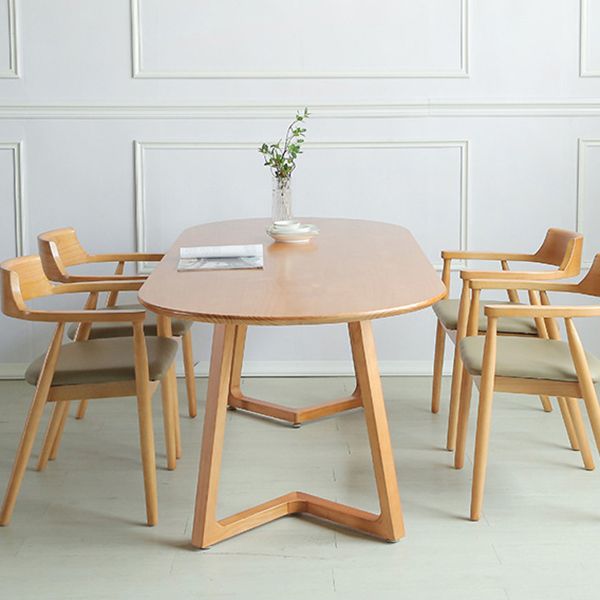 Contemporary Oval Dining Table Solid Wood Dining Table with Sled Base Clearhalo 'Dining Tables & Seating' 'Dining Tables' 'dining_table' 'furn' 'furn_dining_table' 'Furniture' 'furniture_dining_table' 'Kitchen & Dining Furniture' 'kitchen' 'kitchen_dining_table' 1200x1200_fcaee4ad-e7b9-4ef8-a947-ec4229af7f05