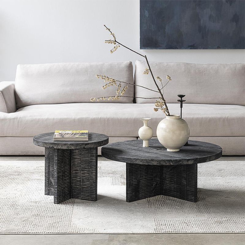 Contemporary Wooden Coffee Table Round Espresso Wood Cocktail Table Clearhalo 'Coffee & Accent Tables' 'Coffee Tables' 'coffee_tables' 'furn' 'furn_coffee_tables' 'Furniture' 'Living Room Furniture' 1200x1200_fcaf3cb5-9dea-4ae7-9540-d5e28ee85e08
