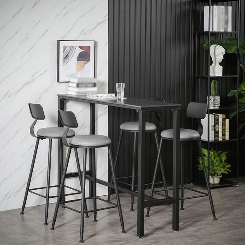 Industrial Stone Indoor Pub Bar Table Iron Trestle Pedestal Bar Dining Table Clearhalo 'Bar Furniture' 'Bar Tables' 'bar_tables' 'furn' 'furn_bar_tables' 'Furniture' 'furniture_bar_tables' 'Kitchen & Dining Furniture' 1200x1200_fcaf8f81-4cd1-4967-ac3a-1e09cb798f1c