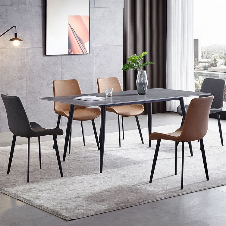 Sintered Stone Grey Tone Table Industrial 4 Legs Table for Dining Room Clearhalo ' dining_table' 'Dining Tables & Seating' 'Dining Tables' 'furn' 'furn_dining_table' 'Furniture' 'furniture_dining_table' 'Kitchen & Dining Furniture' 'kitchen&dining_furn' 'kitchen' 'kitchen_dining_table' 1200x1200_fcafac2a-4d87-4142-910a-98a126262653