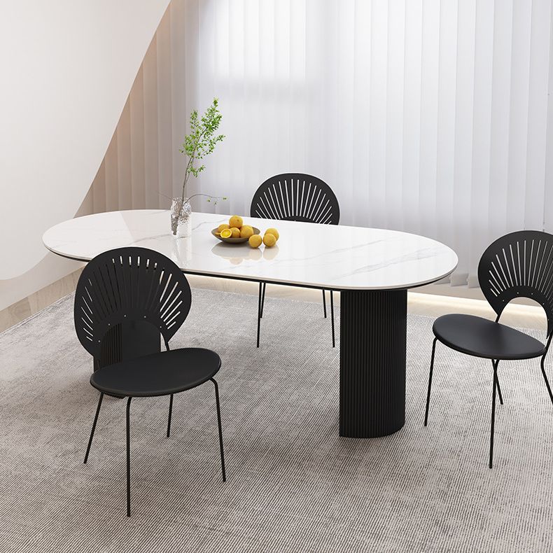 Stone Top Dining Table Contemporary Oval Table with Sled Base Clearhalo 'Dining Tables & Seating' 'Dining Tables' 'dining_table' 'furn' 'furn_dining_table' 'Furniture' 'Kitchen & Dining Furniture' 1200x1200_fcafe907-59a0-4d89-b7ff-eb85e5e9f7ec
