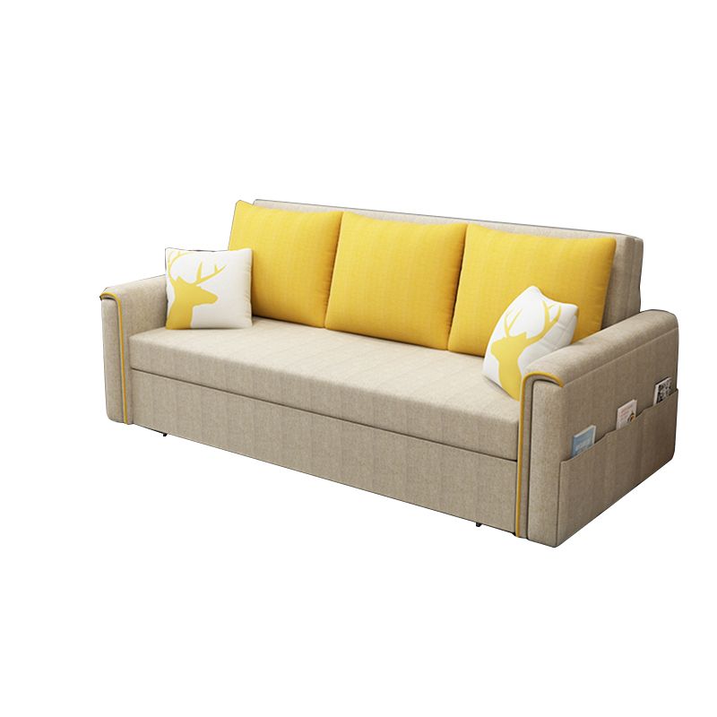 Flared Arm Modern Cotton Blend Settee Couch with Pillows with Storage Clearhalo 'furn' 'furn_sofas' 'Furniture' 'Living Room Furniture' 'Sofa' 'sofas' 1200x1200_fcb03a5c-7d24-48e1-9074-0994761c5619