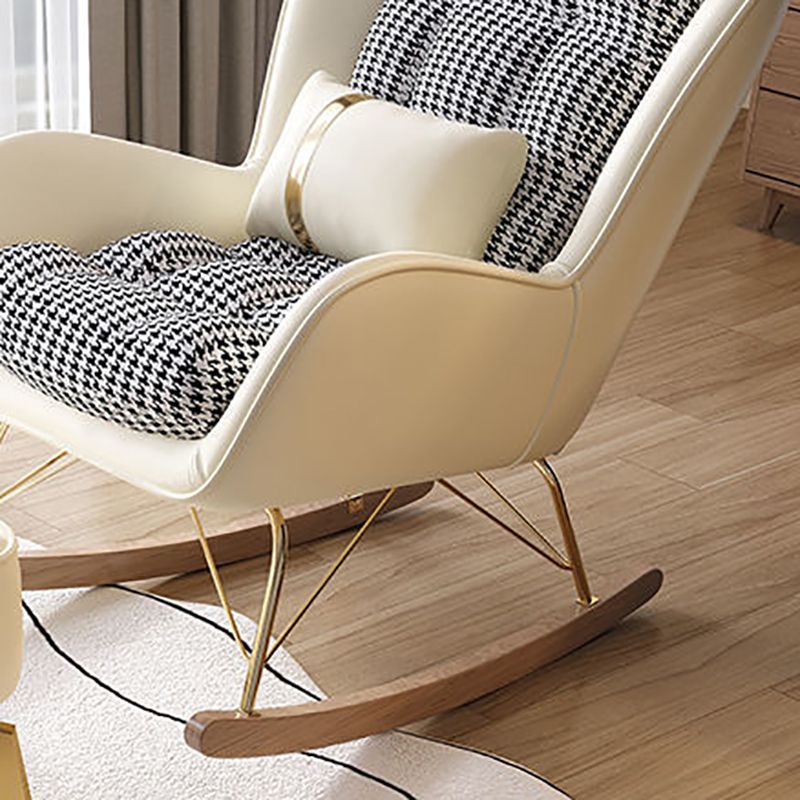 Magnifique chaise à bascule Fauve-chaise intérieure en cuir avec oreiller amovible