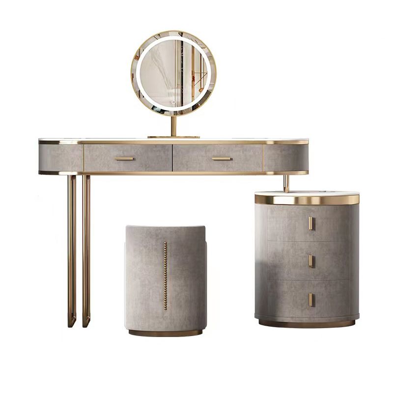 Sgabelli da tavolo da trucco da vanità a 5 cassetti con accento in legno