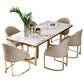 Traditional Luxury Dining Table Rectangle Double Pedestal Table with Gold Frame Clearhalo ' dining_table' 'Dining Tables & Seating' 'Dining Tables' 'furn' 'furn_dining_table' 'Furniture' 'furniture_dining_table' 'Kitchen & Dining Furniture' 'kitchen&dining_furn' 'kitchen' 'kitchen_dining_table' 1200x1200_fcb32aee-f9e5-4b5b-9a99-b872690b9b6b