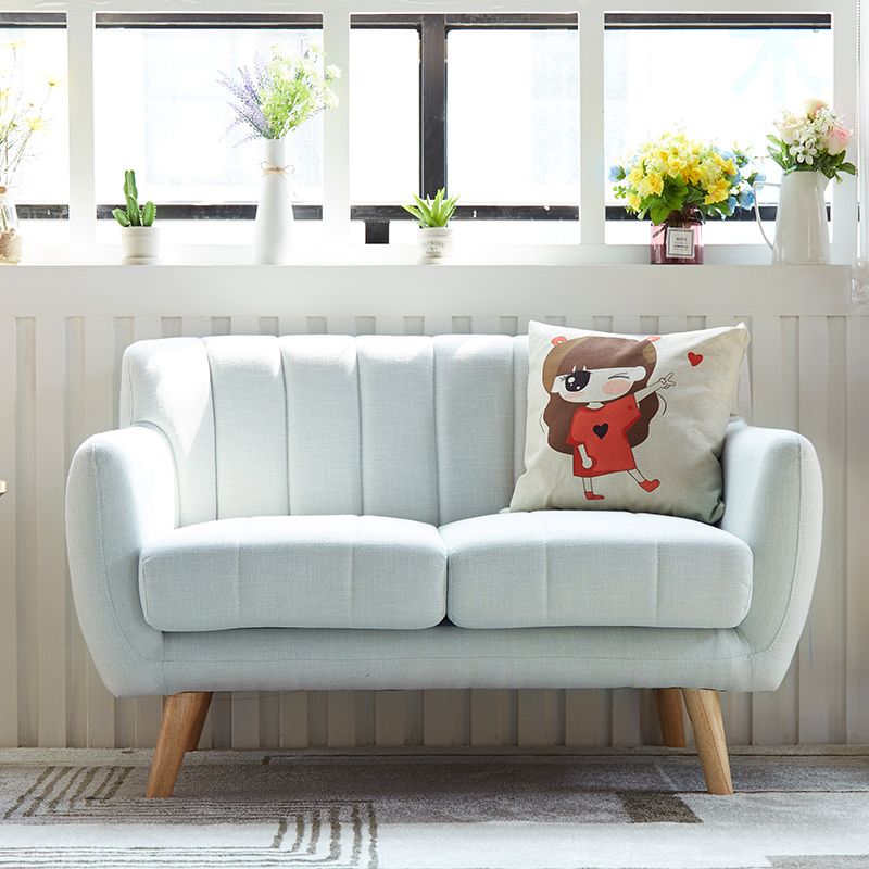 Scandinavian 2-seat Linen Loveseat 21.65" D Square Arm Sofa For Apartment Clearhalo 'furn' 'furn_sofas' 'Furniture' 'furniture_sofas' 'kitchen' 'kitchen_sofas' 'Living Room Furniture' 'Sofa' 'sofas' 1200x1200_fcb5e802-8ca4-42b2-96cc-66dda227e236
