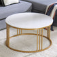 Glam Style White Round Coffee Table with Marble Top and Iron Frame Base Clearhalo 'Coffee & Accent Tables' 'Coffee Tables' 'coffee_tables' 'furn' 'furn_coffee_tables' 'Furniture' 'Living Room Furniture' 1200x1200_fcb7efb9-587a-46b6-a32a-c5ca27d08540