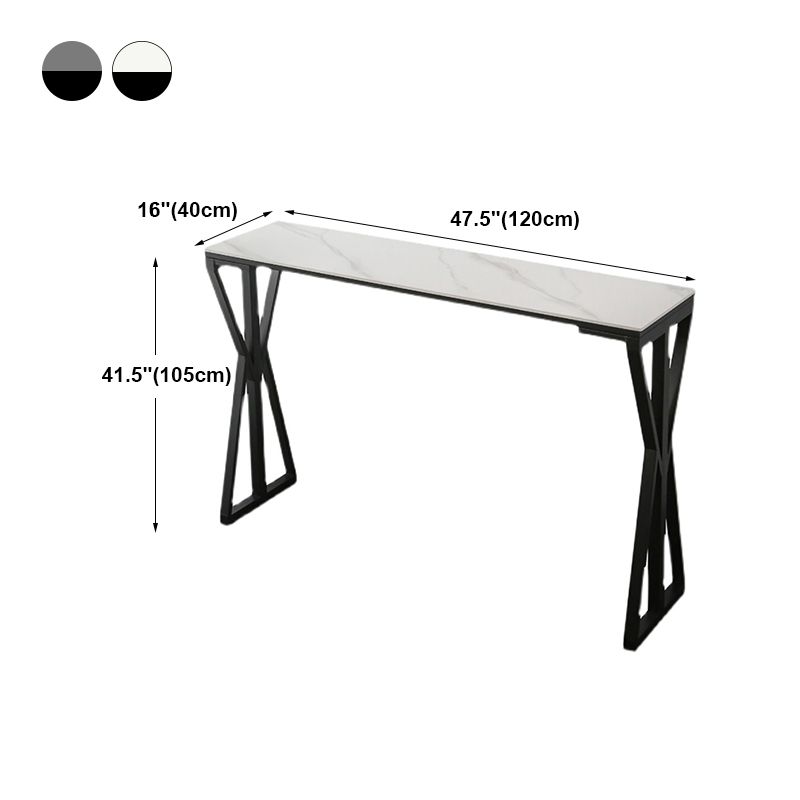 Modern Bar Dining Table Rectangle Bar Height Table with Double Pedestal in Black Clearhalo 'Bar Furniture' 'Bar Tables' 'bar_tables' 'furn' 'furn_bar_tables' 'Furniture' 'furniture_bar_tables' 'Kitchen & Dining Furniture' 1200x1200_fcb86e48-b5dc-4043-aed1-09fb7f9b0ee3