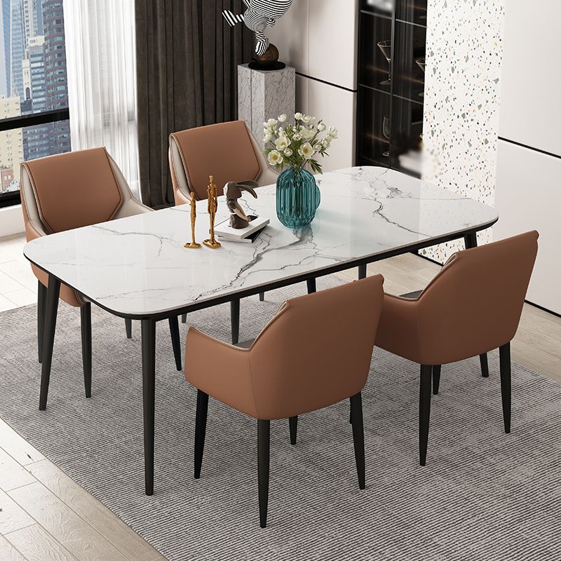 Contemporary Faux Leather Dining Chairs Upholstered Arm Chair with Metal Legs for Restaurant Clearhalo ' kitchen&dining_furn' 'Dining Chairs' 'Dining Tables & Seating' 'dining_chair' 'furn' 'furn_dining_chair' 'Furniture' 'furniture_dining_chair' 'Kitchen & Dining Furniture' 'kitchen' 1200x1200_fcb93faf-5df9-42ff-879e-3f7c2323985b
