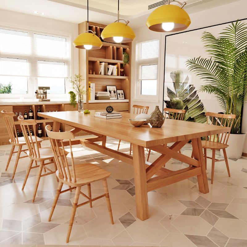 Modern Style Dining Table Solid Wood Rectangle Trestle Table for Home Clearhalo 'Dining Tables & Seating' 'Dining Tables' 'dining_table' 'furn' 'furn_dining_table' 'Furniture' 'Kitchen & Dining Furniture' 1200x1200_fcb9d75c-8f38-4173-948b-52e709c7868d