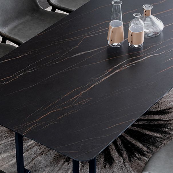 Modern Dining Table Set 1/4/5/9 Pcs Black Sintered Stone Dining Table with Armless Chairs Clearhalo 'Dining Room Sets' 'Dining Tables & Seating' 'dining_room_set' 'furn' 'furn_dining_room_set' 'Furniture' 'Kitchen & Dining Furniture' 1200x1200_fcba1e88-78c3-46bb-b882-0c2687a48c7c