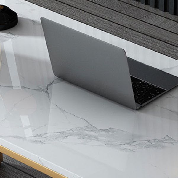 Glam Stone Office Desk 29.53-inch Tall Rectangular Writing Desk Clearhalo 'furn' 'furn_office_desk' 'Furniture' 'Office Desks' 'Office Furniture' 'office_desk' 1200x1200_fcbbaff4-4751-4b47-a496-7a56d5fd9393