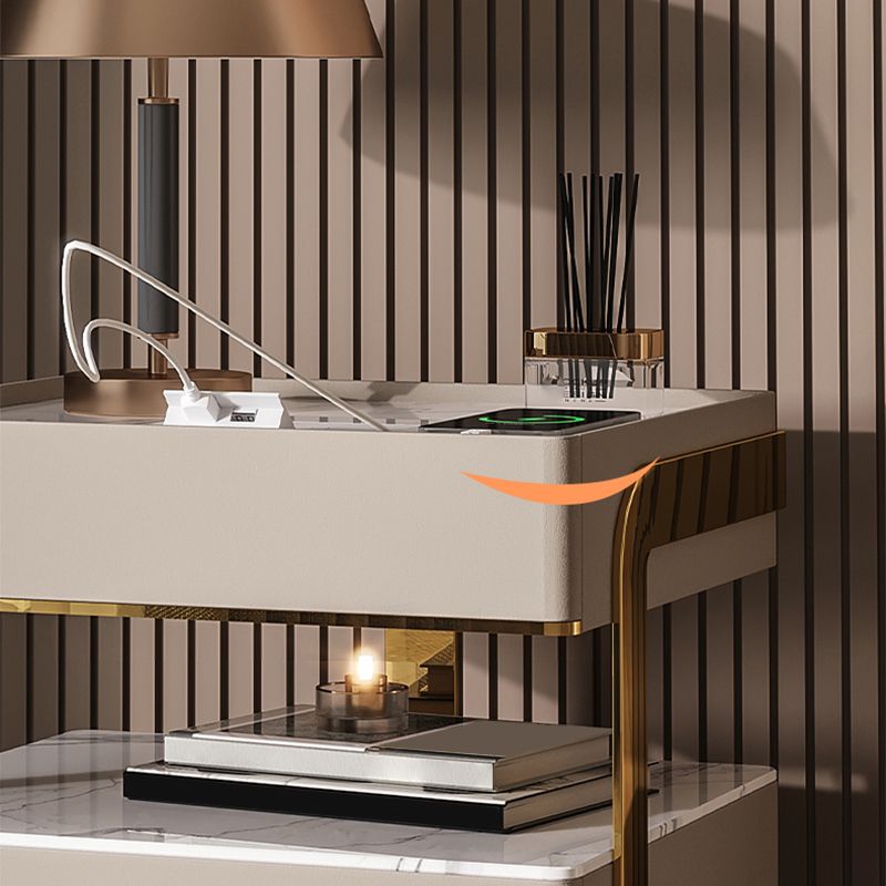 Top de table de chevet de 18 pouces H Lit Top en verre ouvert des jambes 1-Drawer incluse la table de nuit