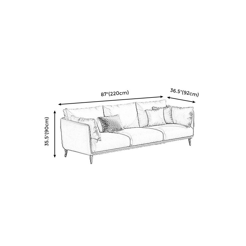 Living Room Genuine Leather Couch Square Arm Sofa with Pillow Back Clearhalo 'furn' 'furn_sofas' 'Furniture' 'furniture_sofas' 'Living Room Furniture' 'Sofa' 'sofas' 1200x1200_fcbc2144-f661-4ef4-bced-f6fafc6383f7