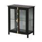 Glam Black Sideboard Clear Doors Glasser Server per soggiorno per soggiorno