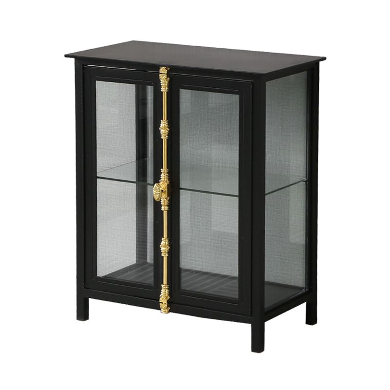 Glam Black Sideboard Clear Doors Glasser Server per soggiorno per soggiorno