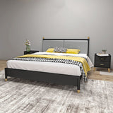 Metal and Upholstered Panel Bed Glam 39.4" Tall Standard Bed