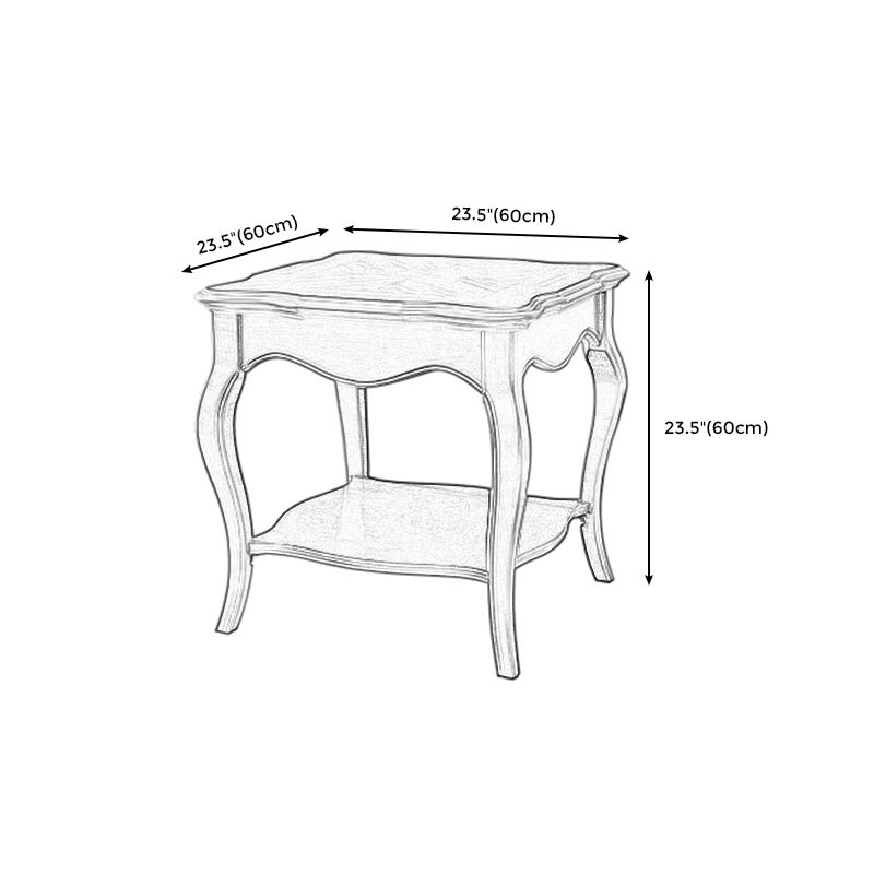 Wood Brown Square Modern Block Side Table Pedestal End Table