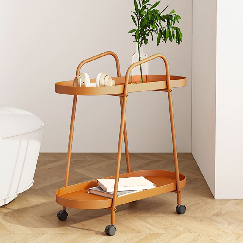 Oval 2-Tier End Table with Casters Mid-Century Modern Metal Side Table Clearhalo 'Coffee & Accent Tables' 'End & Side Tables' 'end_side_tables' 'furn' 'furn_end_side_tables' 'Furniture' 'Living Room Furniture' 1200x1200_fcbf6a95-fca3-4d6b-b892-42a8d7721adb