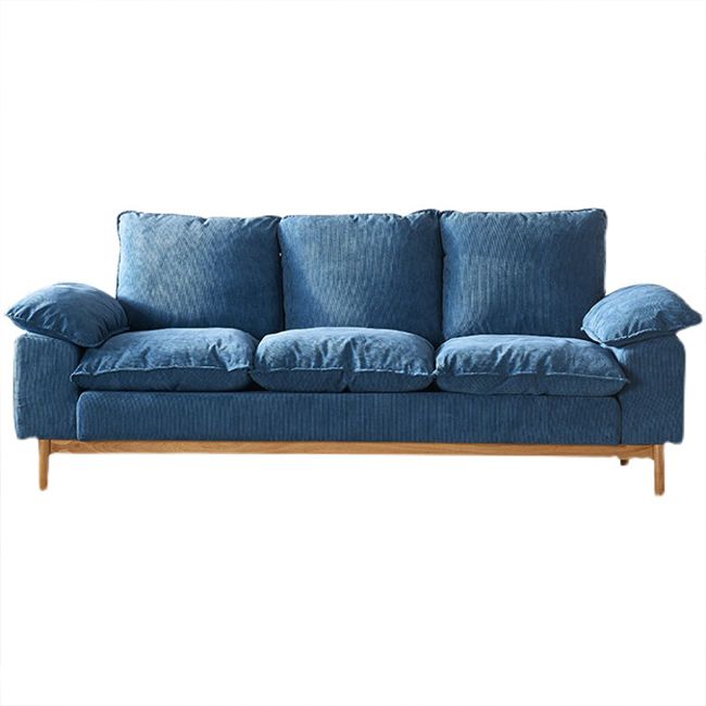 SOFA NORDICO DA 3 PERDIO CHE CILLATO POLIESTRO CHOUTO TOTTO CON CUSCHIONI E BASE IN LEGNO