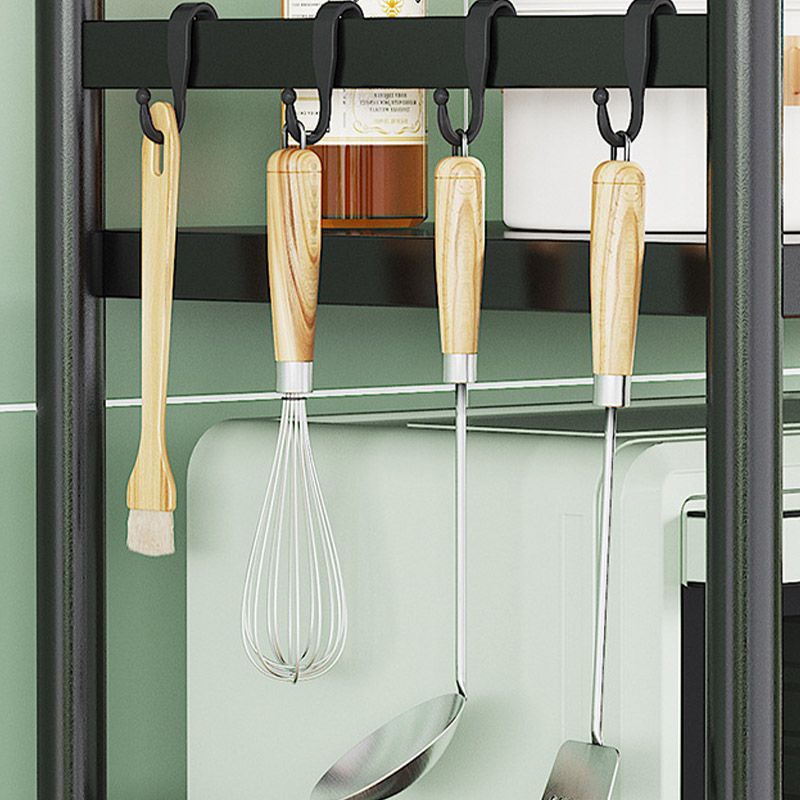 モダンなダイニングルーム準備テーブルロッキングホイール付きブラックキッチントロリー