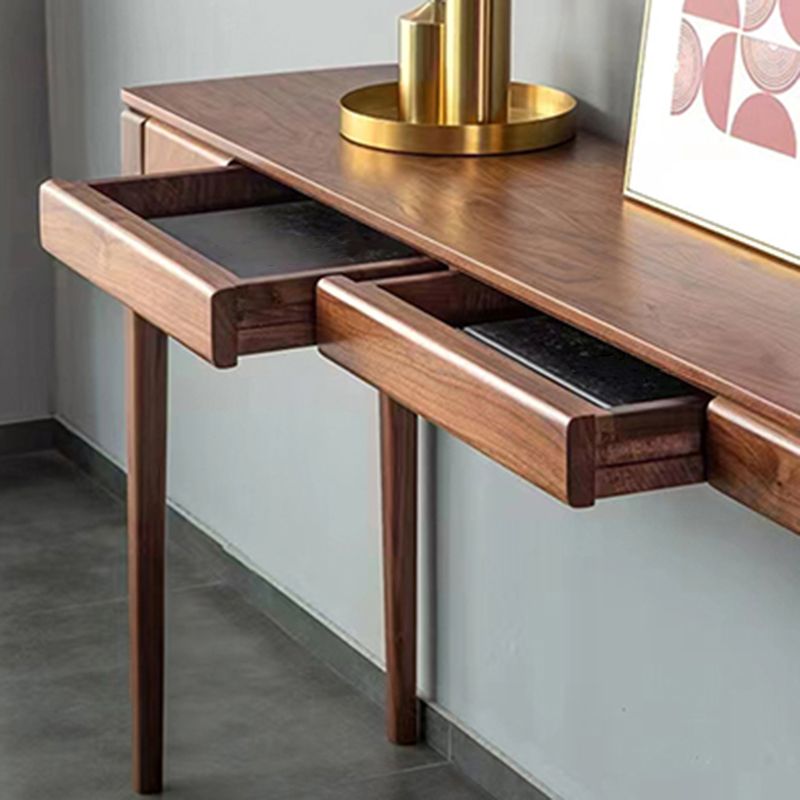 Mid-Century Modern Sofa Table 4 Legs Wood Rectangle Storage Walnut Console Table Clearhalo 'Console Tables' 'console_tables' 'Entry & Mudroom Furniture' 'furn' 'furn_console_tables' 'Furniture' 1200x1200_fcc22093-fe30-4c4e-bf4e-c20603bfce76