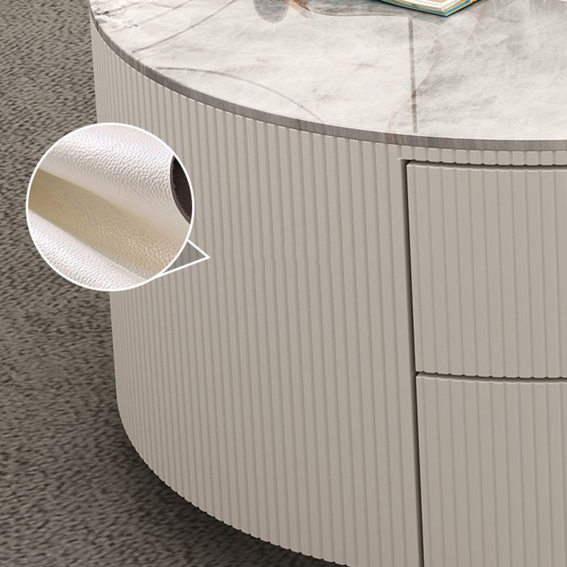 Metal Anb Glass Coffee Table Set Round Nesting Coffee Table Set with 2 Drawers Clearhalo 'Coffee & Accent Tables' 'Coffee Tables' 'coffee_tables' 'furn' 'furn_coffee_tables' 'Furniture' 'Living Room Furniture' 1200x1200_fcc22eba-aad3-486e-a047-989cab7313a3