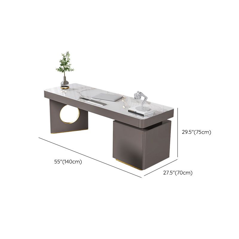 Modern Stone Office Desk Rectangular Shape Task Desk with 2-Legs in Grey Clearhalo 'furn' 'furn_office_desk' 'Furniture' 'Office Desks' 'Office Furniture' 'office_desk' 1200x1200_fcc5b5d3-5876-4f5a-8ffa-abfd600edce0