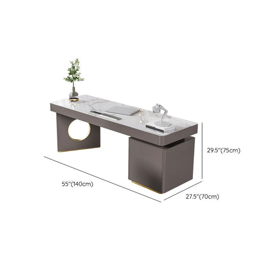 Modern Stone Office Desk Rectangular Shape Task Desk with 2-Legs in Grey Clearhalo 'furn' 'furn_office_desk' 'Furniture' 'Office Desks' 'Office Furniture' 'office_desk' 1200x1200_fcc5b5d3-5876-4f5a-8ffa-abfd600edce0
