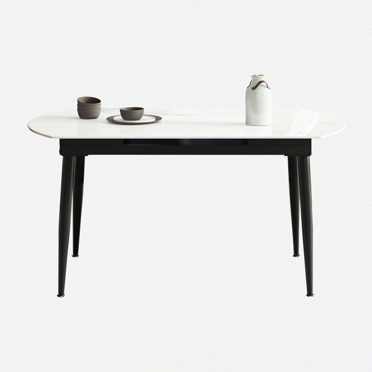 Sintered Stone Top Extendable Round Table for Restaurant Modern Dining Table in White with 4 Legs Clearhalo ' dining_table' 'Dining Tables & Seating' 'Dining Tables' 'furn' 'furn_dining_table' 'Furniture' 'furniture_dining_table' 'Kitchen & Dining Furniture' 'kitchen&dining_furn' 'kitchen' 'kitchen_dining_table' 1200x1200_fcc68810-c4eb-408c-bc82-1556b0660936
