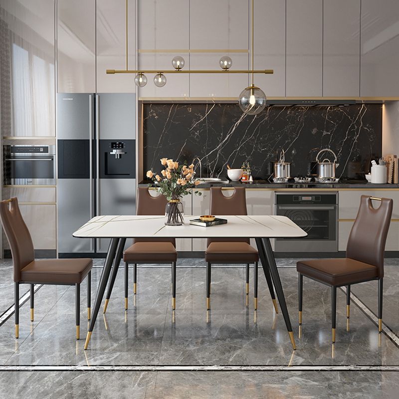 Stackable Leather Home Side Chair Modern Solid Back Dining Chair (Set of 4) Clearhalo ' kitchen&dining_furn' 'Dining Chairs' 'Dining Tables & Seating' 'dining_chair' 'furn' 'furn_dining_chair' 'Furniture' 'furniture_dining_chair' 'Kitchen & Dining Furniture' 'kitchen' 1200x1200_fcc6fc2f-69d9-45dd-bf36-c4476ef310dd