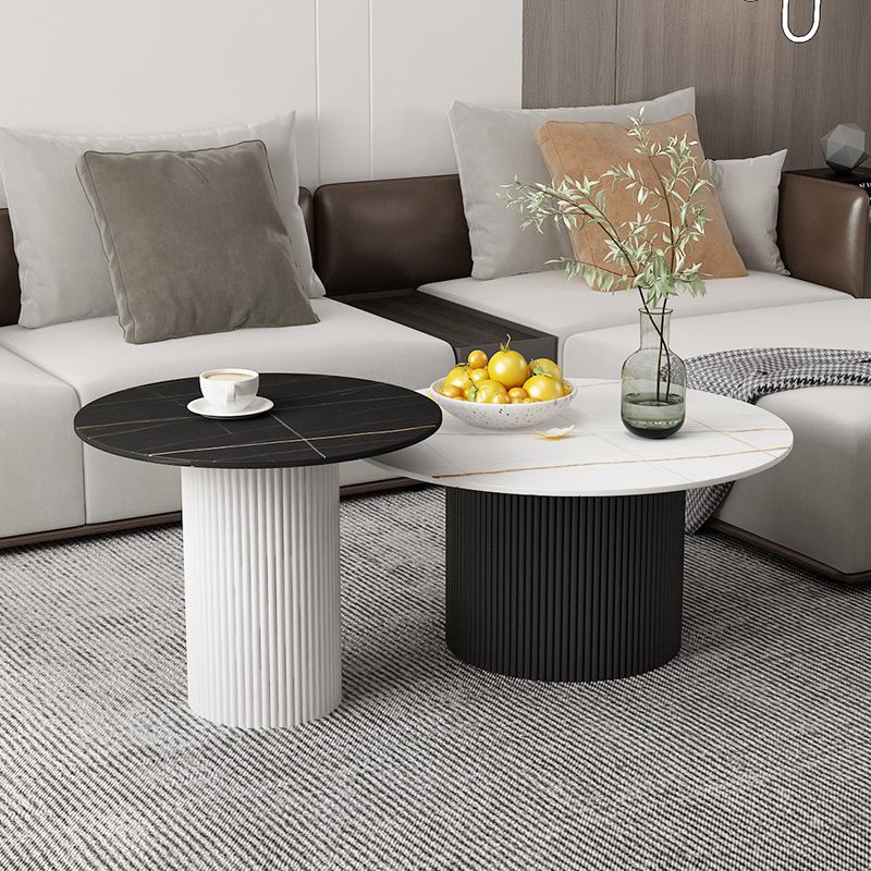 Modern Style Black/white Rock Slab Top Metal Craft Round Coffee Table Clearhalo 'Coffee & Accent Tables' 'Coffee Tables' 'coffee_tables' 'furn' 'furn_coffee_tables' 'Furniture' 'Living Room Furniture' 1200x1200_fcc762d3-a089-4474-9ffb-58b032c9bcdd