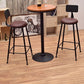 1/3 Pieces Industrial Iron Bar Table Set Round Bistro Set with Pine Wood Top