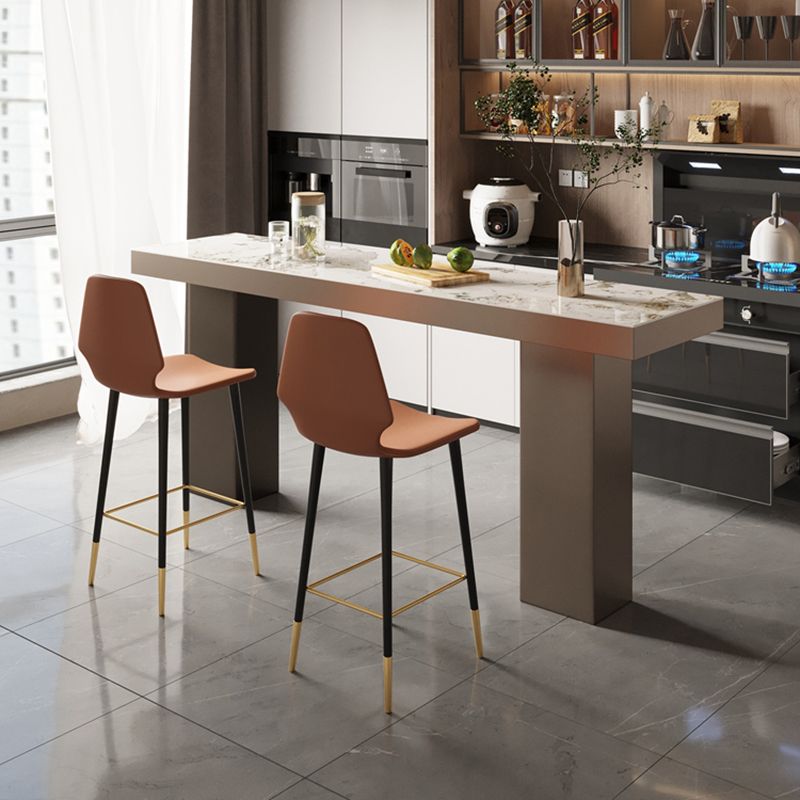 Stone Bar Dining Table Modern Rectangle Bar Table with Double Pedestal for Porch Clearhalo 'Bar Furniture' 'Bar Tables' 'bar_tables' 'furn' 'furn_bar_tables' 'Furniture' 'furniture_bar_tables' 'Kitchen & Dining Furniture' 1200x1200_fcc93dfd-9871-4a86-81c0-eed33ef0d1e2