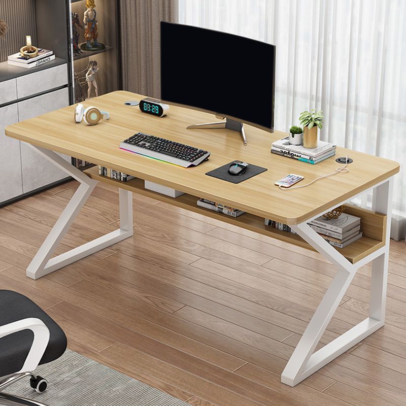 Bureau d'écriture industriel fabriqué bureau de bureau en bois avec étagère