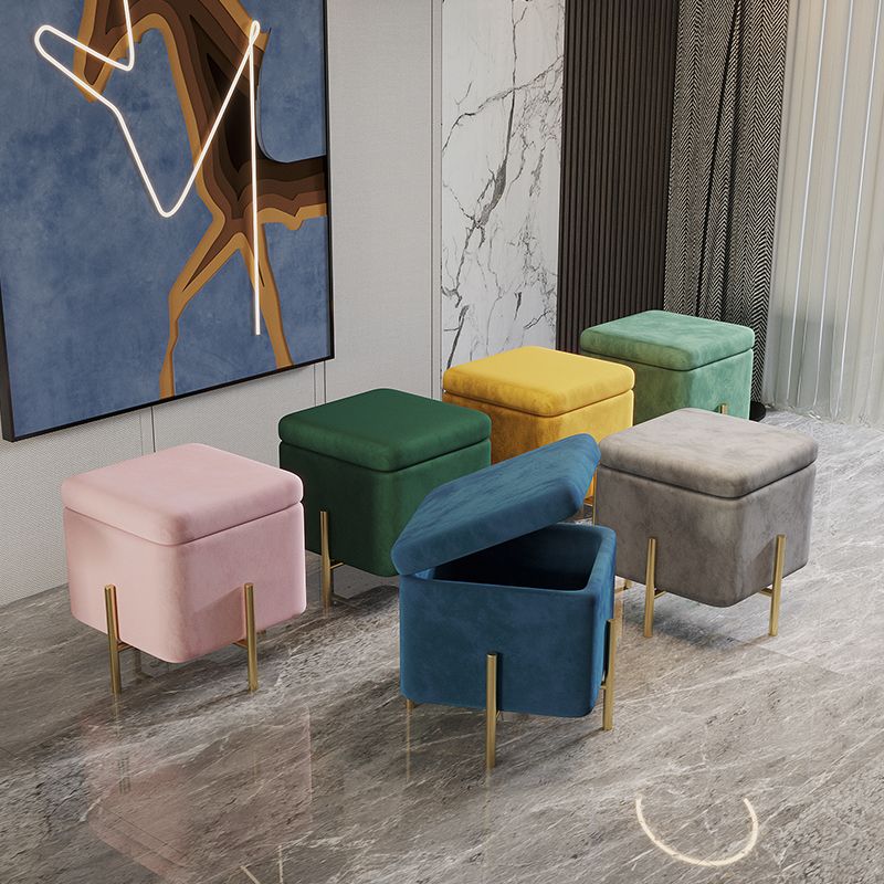 Ottoman Square Pure Color Velvet Scratch Resistant Ottoman with Storage Clearhalo 'furn' 'furn_ottomans_poufs' 'Furniture' 'Living Room Furniture' 'Ottomans & Poufs' 'ottomans_poufs' 1200x1200_fccba889-b4ae-4234-a1dc-d3a5fa8701b3