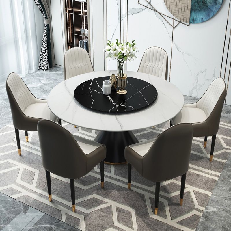Traditional Luxury Dining Room Table Rectangle Sintered Stone Table with Pedestal Base Clearhalo ' dining_table' 'Dining Tables & Seating' 'Dining Tables' 'furn' 'furn_dining_table' 'Furniture' 'furniture_dining_table' 'Kitchen & Dining Furniture' 'kitchen&dining_furn' 'kitchen' 'kitchen_dining_table' 1200x1200_fccc03ee-9b7b-469f-a24f-3a5ad18074f7