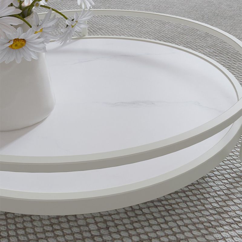 Contemporary Glass Top Coffee Table Round Metal Frame Cocktail Table Clearhalo 'Coffee & Accent Tables' 'Coffee Tables' 'coffee_tables' 'furn' 'furn_coffee_tables' 'Furniture' 'Living Room Furniture' 1200x1200_fccc67b8-e002-40b1-a050-845120bec2e8