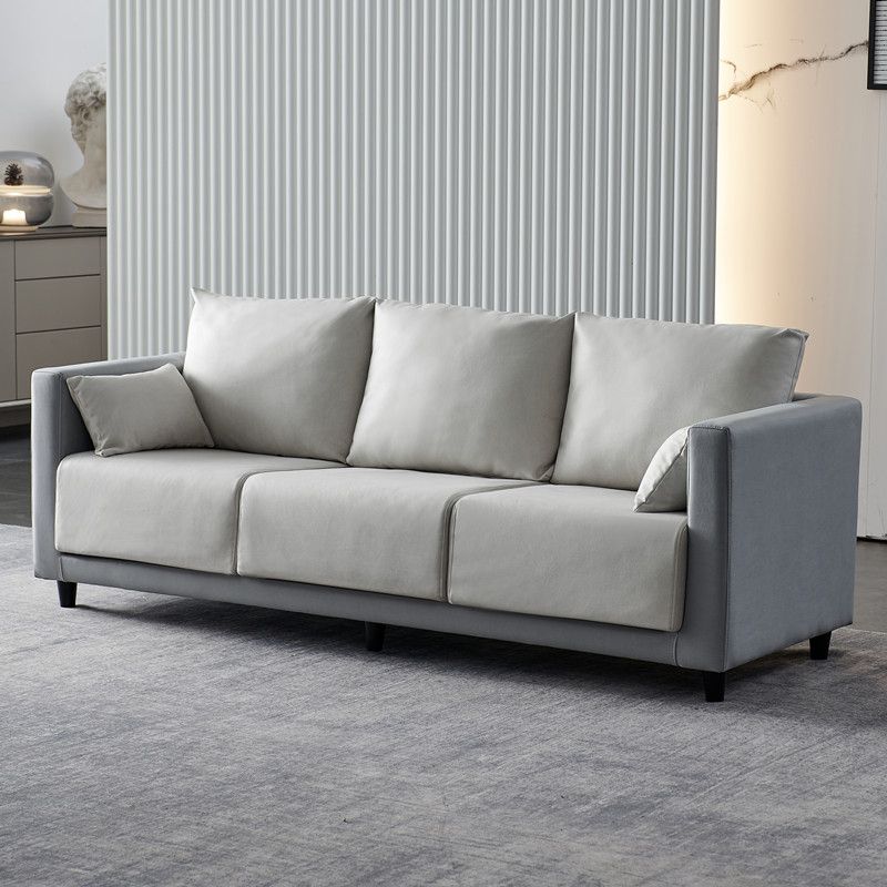 Contemporary Tuxedo Arm Standard Sofa with Bolster Pillows for Living Room, Apartment Clearhalo 'furn' 'furn_sofas' 'Furniture' 'furniture_sofas' 'kitchen' 'kitchen_sofas' 'Living Room Furniture' 'Sofa' 'sofas' 1200x1200_fccd0c14-c82b-4894-8a8d-2e170e9470ad