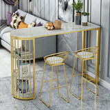 Stone Bar Dining Table Glam Bar Table with Double Pedestal for Kitchen Dining Room Clearhalo 'Bar Furniture' 'Bar Tables' 'bar_tables' 'furn' 'furn_bar_tables' 'Furniture' 'furniture_bar_tables' 'Kitchen & Dining Furniture' 1200x1200_fccd6a5c-8e37-4f73-9f94-f2ba81793f34